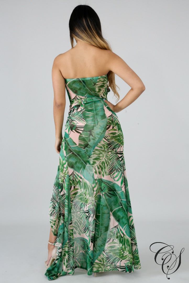 Averie Sheer Palms Maxi Dress – Designs By Cece Symoné